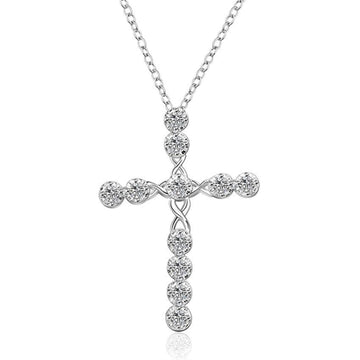 Silver Charms Noble Fashion Jewelry - Classic Cross Crystal Necklace - The Jewellery Supermarket